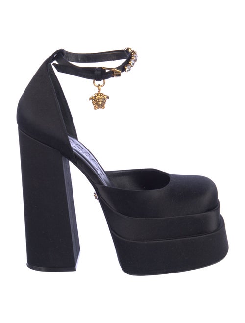 Versace Satin Crystal Embellishments D'Orsay Pumps