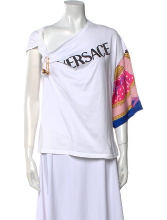 Versace Graphic Print One-Shoulder T-Shirt