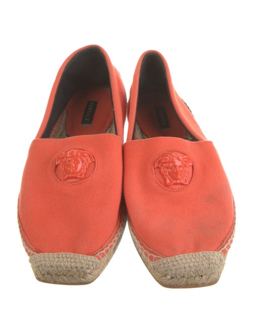 Versace Canvas Leather Trim Embellishment Espadrilles