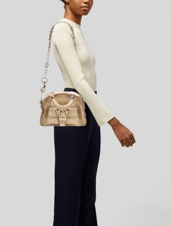 Versace Embossed Leather Top Handle Bag