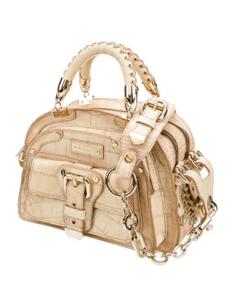 Versace Embossed Leather Top Handle Bag