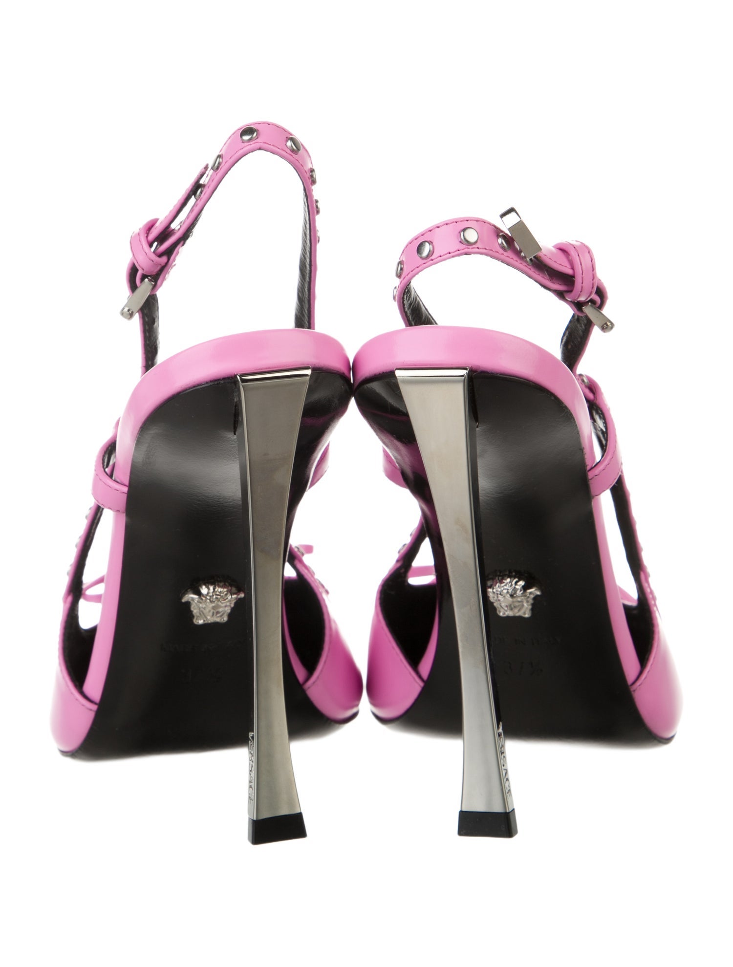 Versace Leather Studded Accents Slingback Pumps