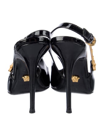 Versace Medusa Insignia Patent Leather Slingback Pumps