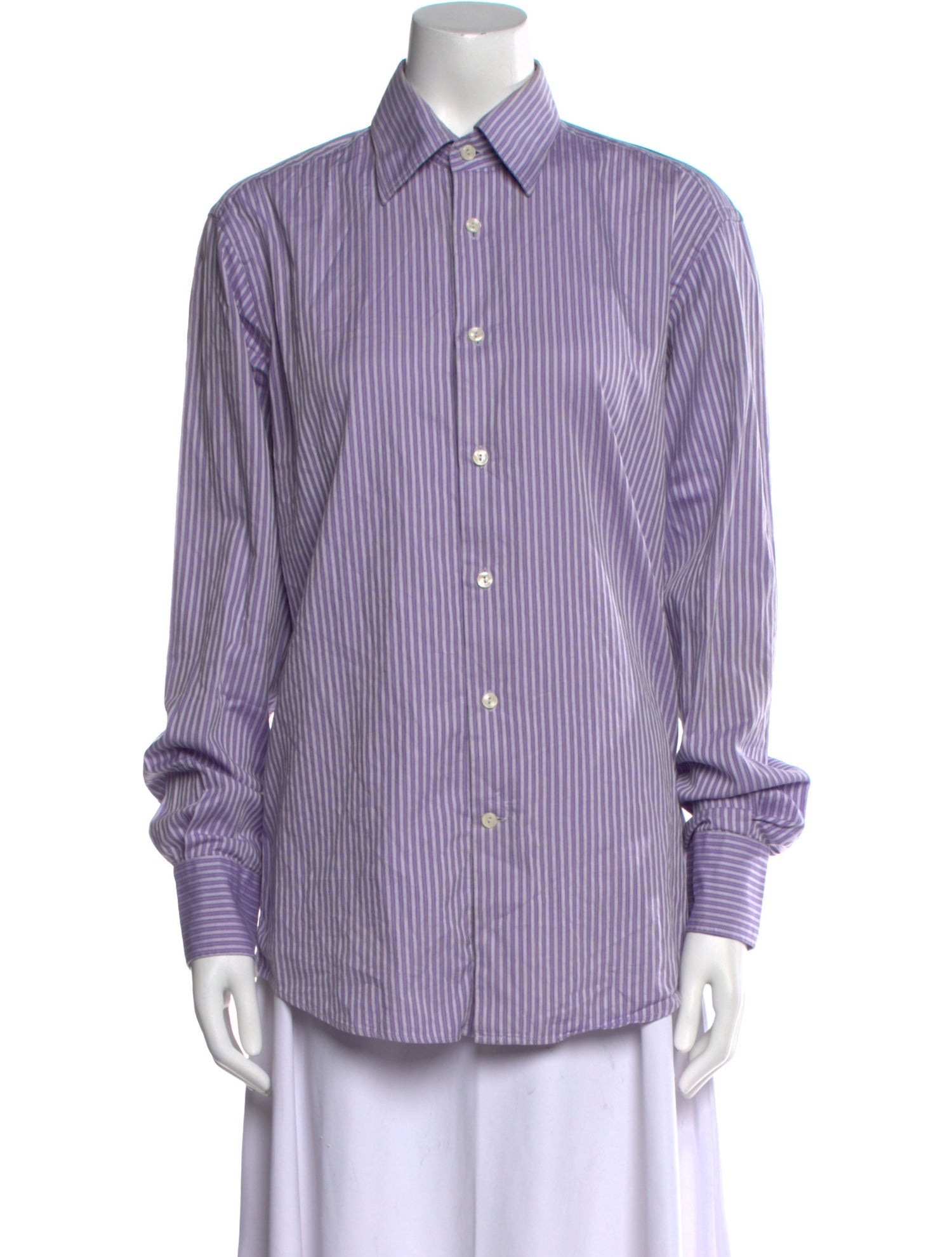 Versace Collection Striped Long Sleeve Button-Up Top