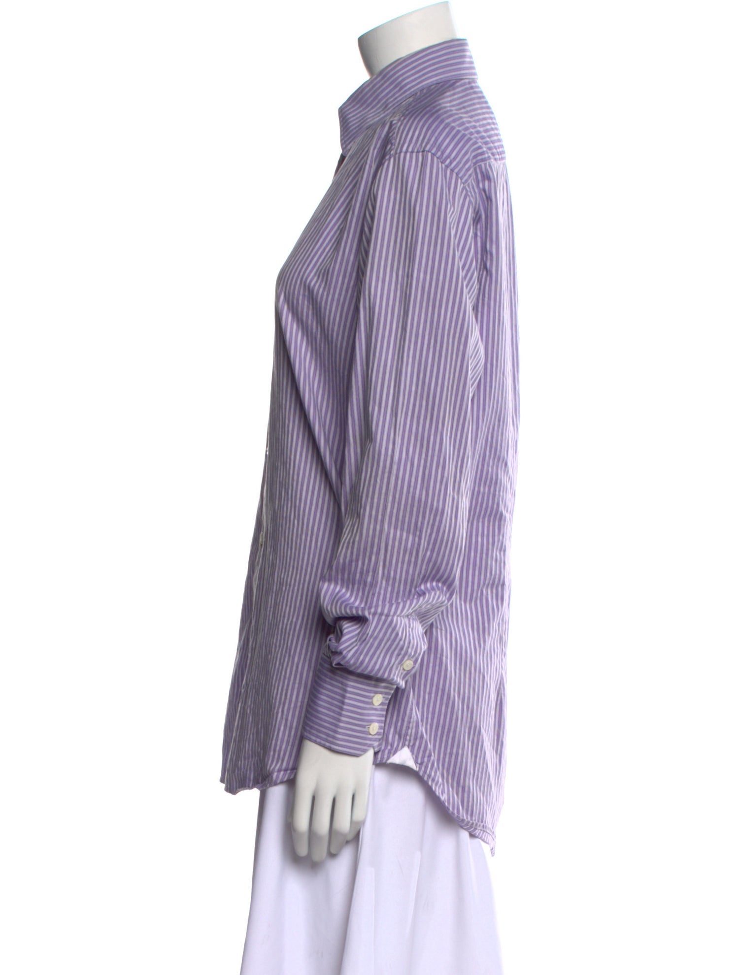 Versace Collection Striped Long Sleeve Button-Up Top