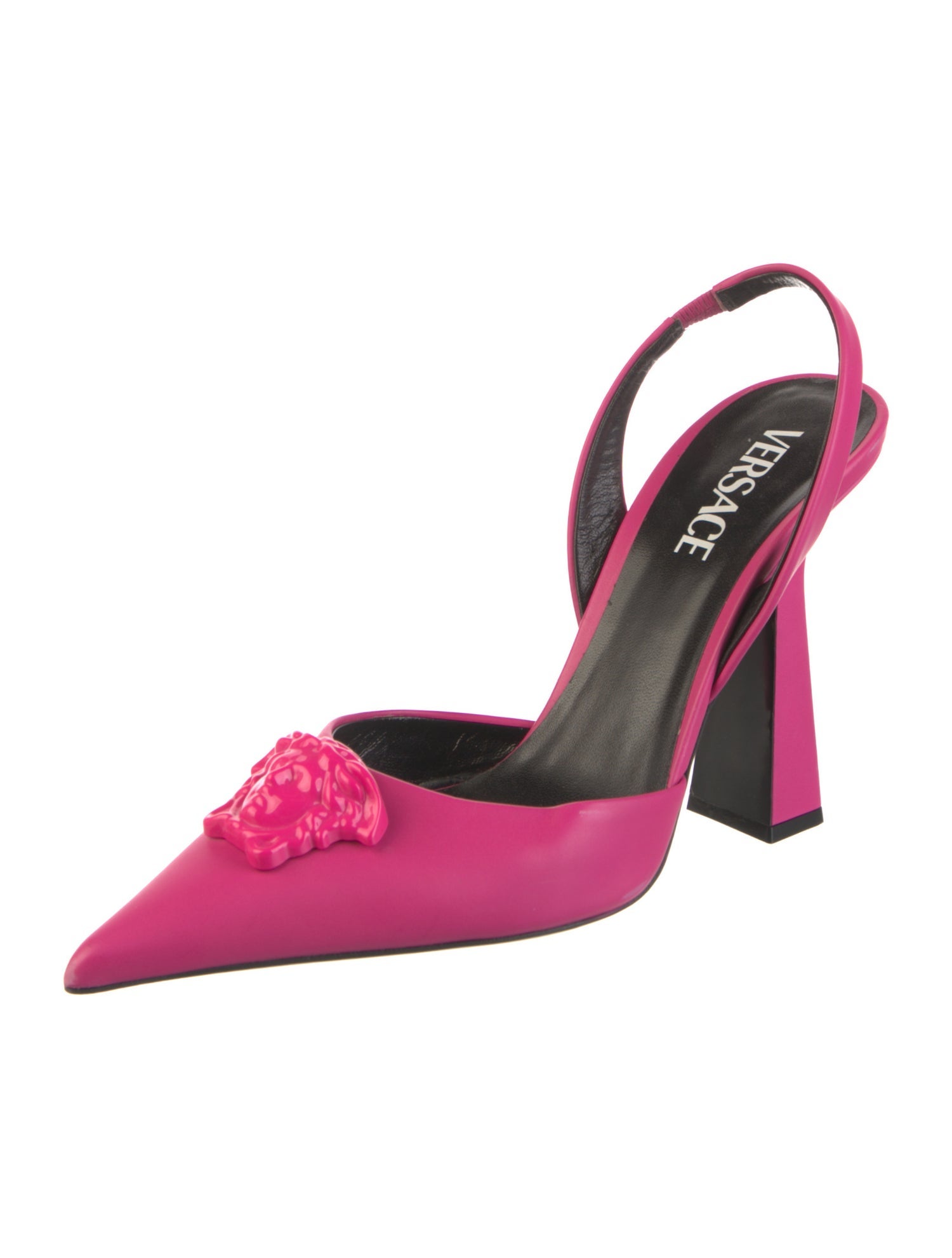 Versace Medusa Insignia Leather Slingback Pumps