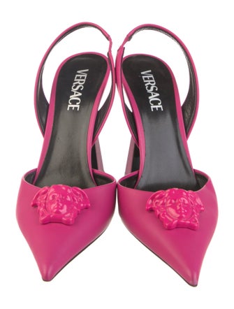 Versace Medusa Insignia Leather Slingback Pumps