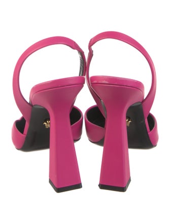 Versace Medusa Insignia Leather Slingback Pumps