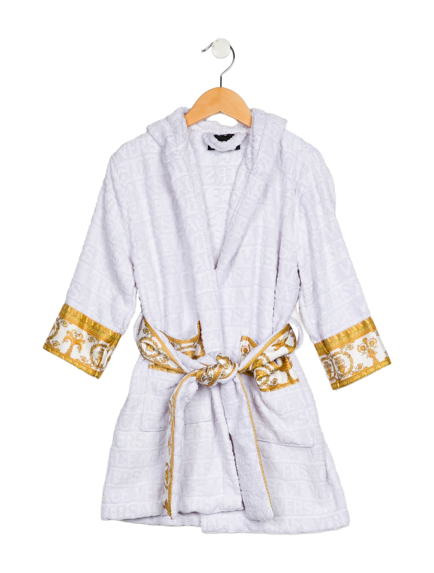 Versace kid girls' white and gold robe