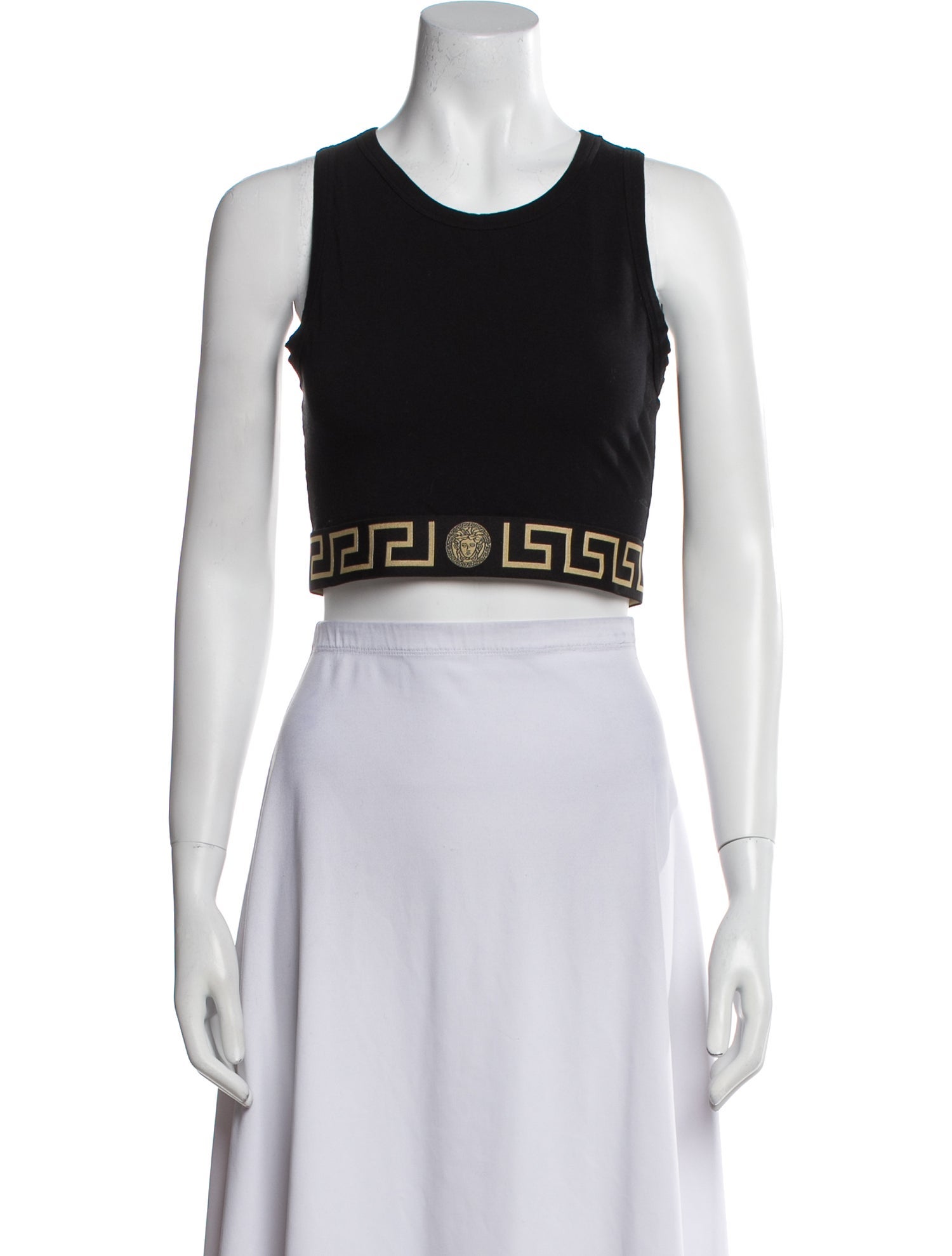 Versace Scoop Neck Sleeveless Crop Top