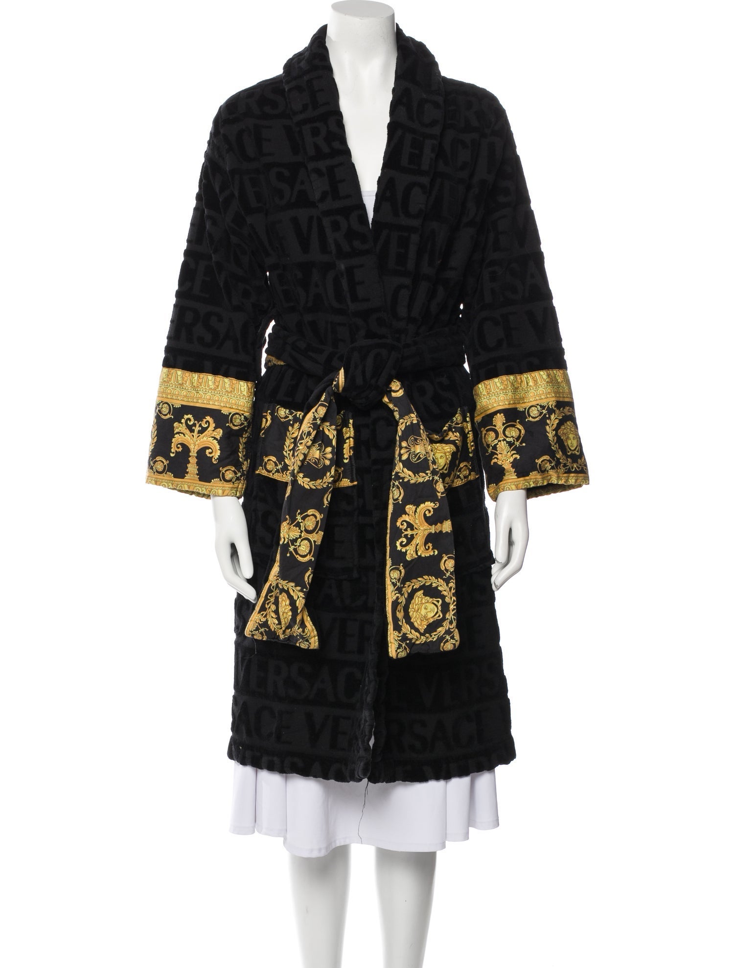 Versace Printed Crystal Embellishments Robe