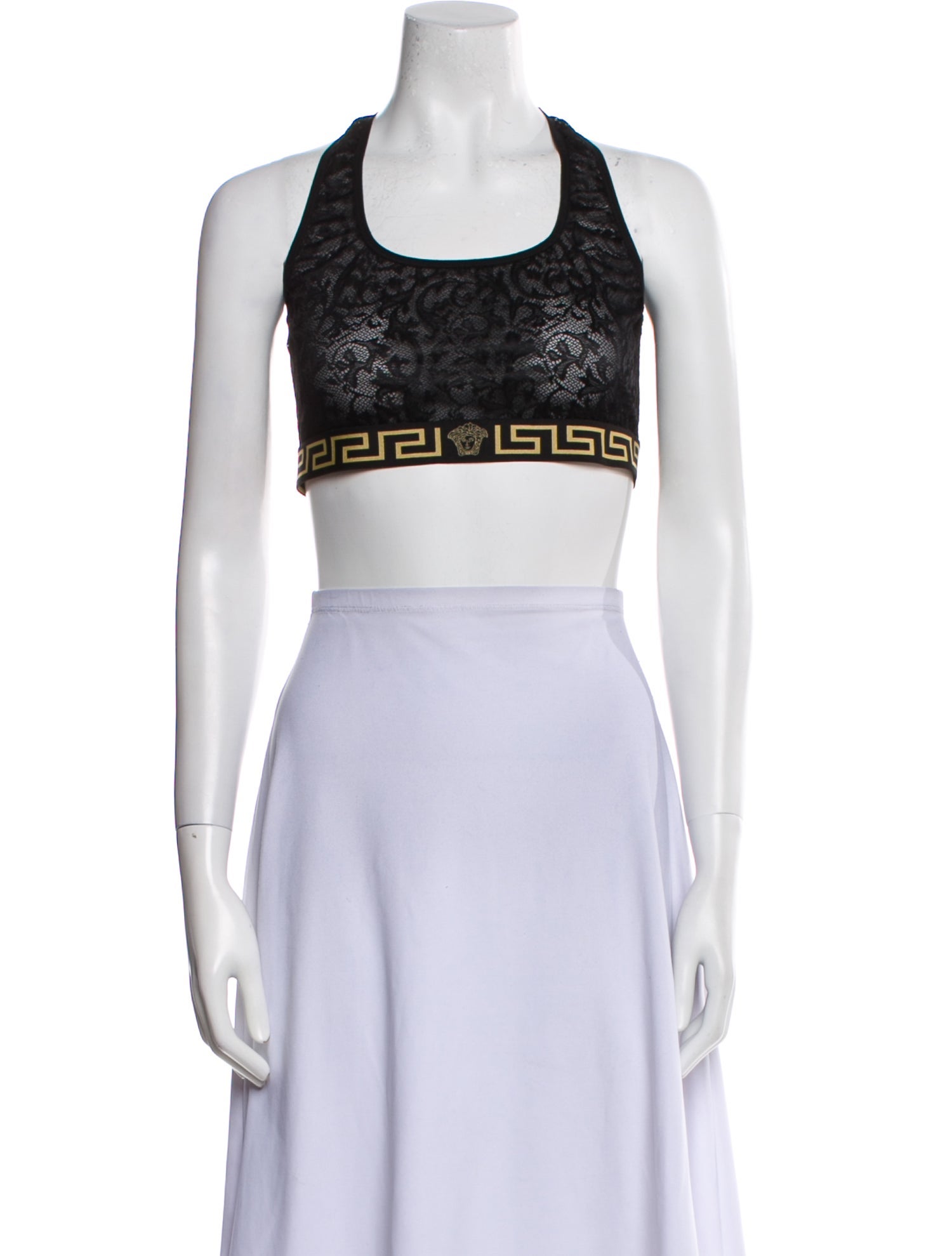 Versace Graphic Print Halterneck Crop Top