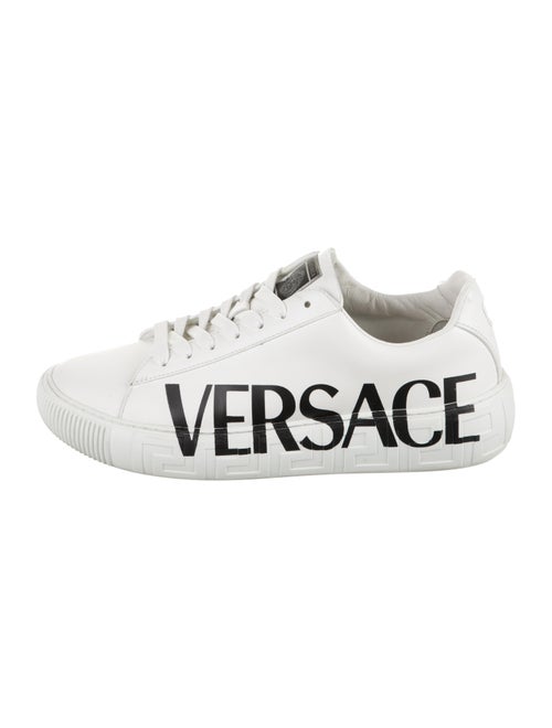 Versace Leather Graphic Print Sneakers