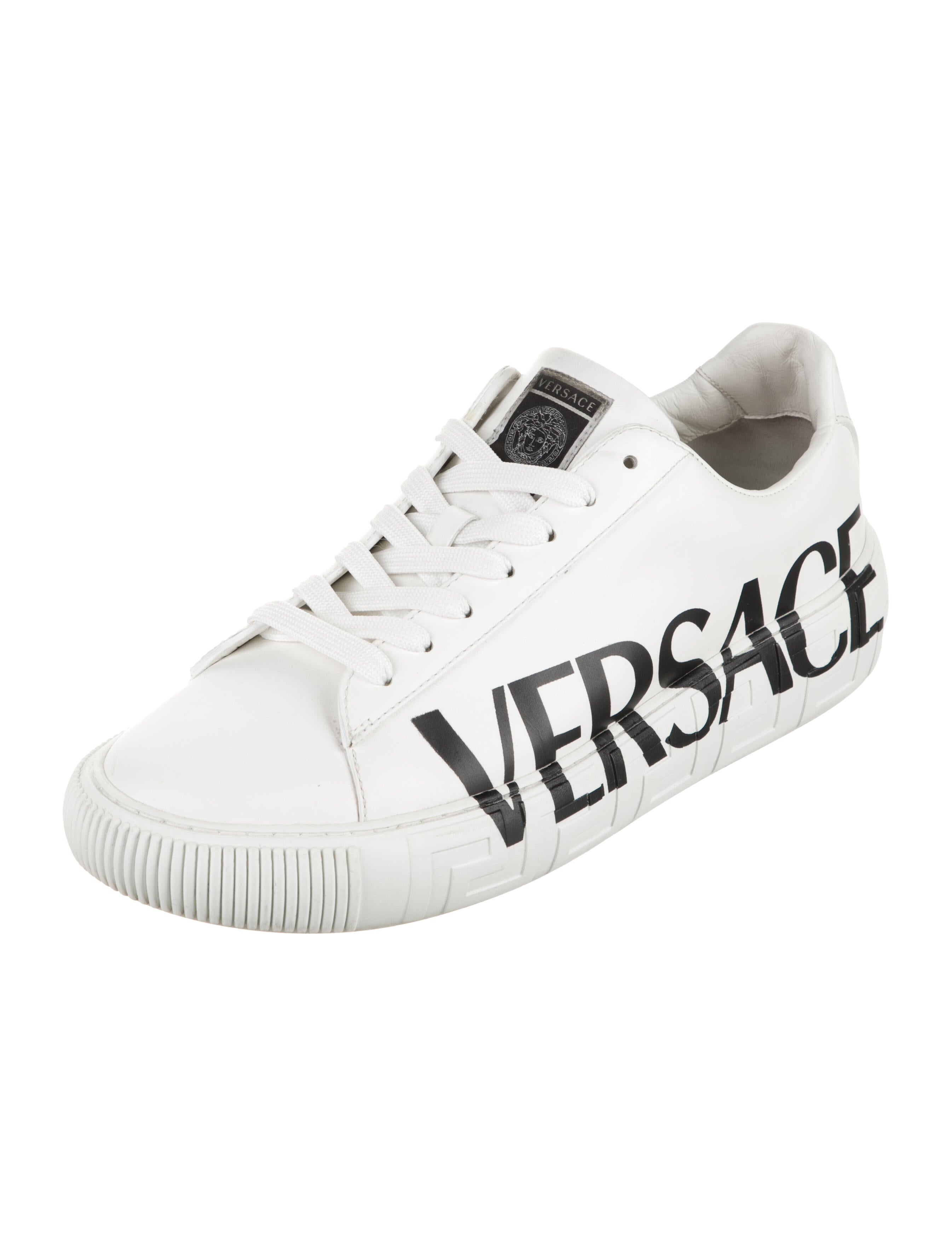 Versace Leather Graphic Print Sneakers