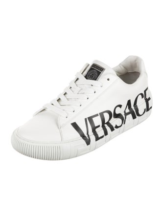Versace Leather Graphic Print Sneakers