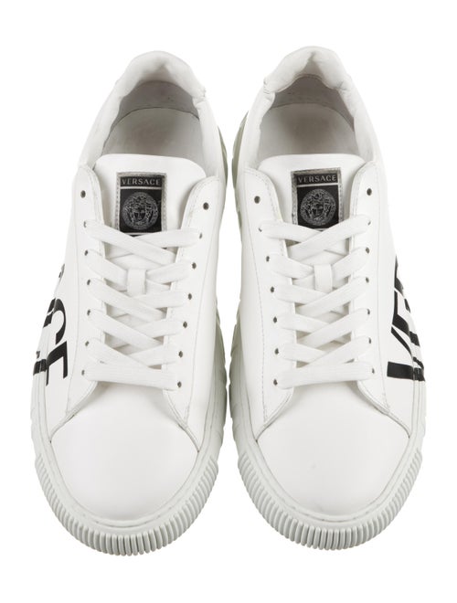 Versace Leather Graphic Print Sneakers