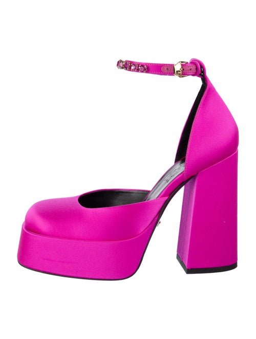 Versace Satin Crystal Embellishments D'Orsay Pumps