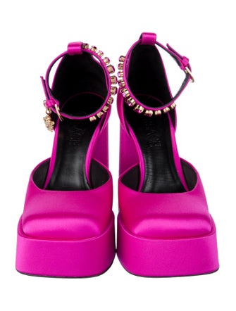 Versace Satin Crystal Embellishments D'Orsay Pumps