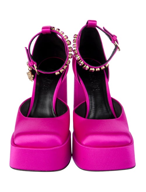 Versace Satin Crystal Embellishments D'Orsay Pumps