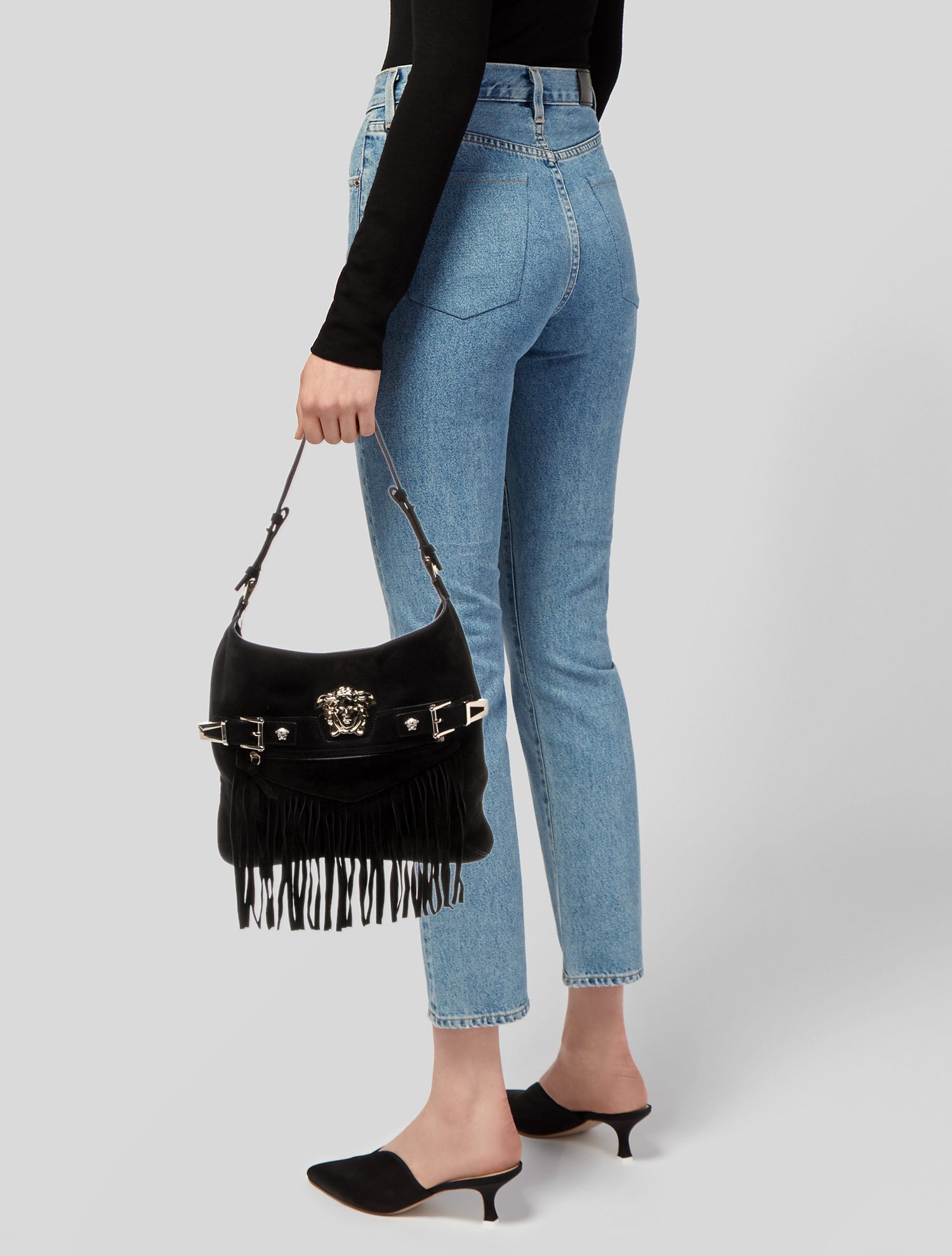 Versace Suede Shoulder Bag