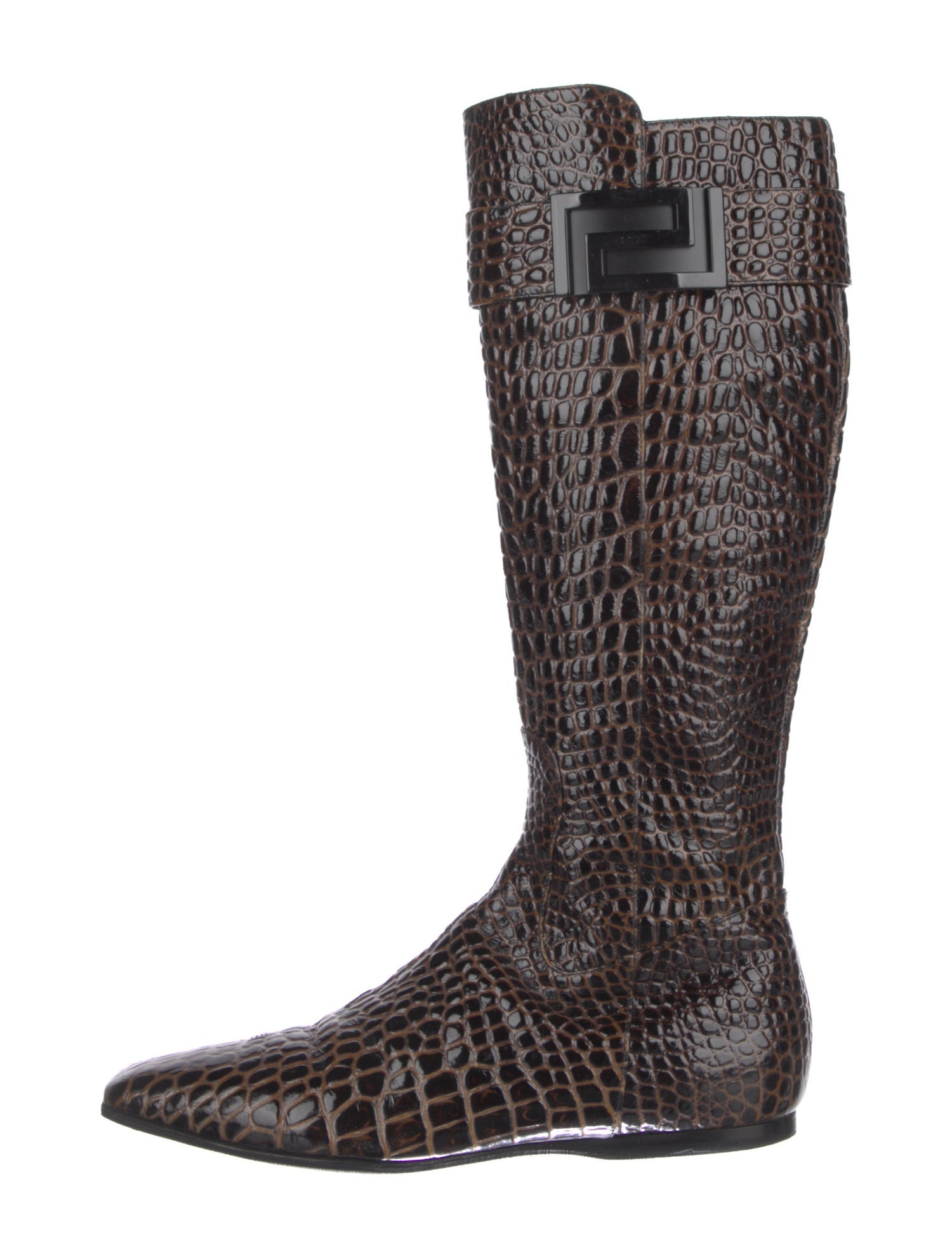 Versace Leather Animal Print Boots