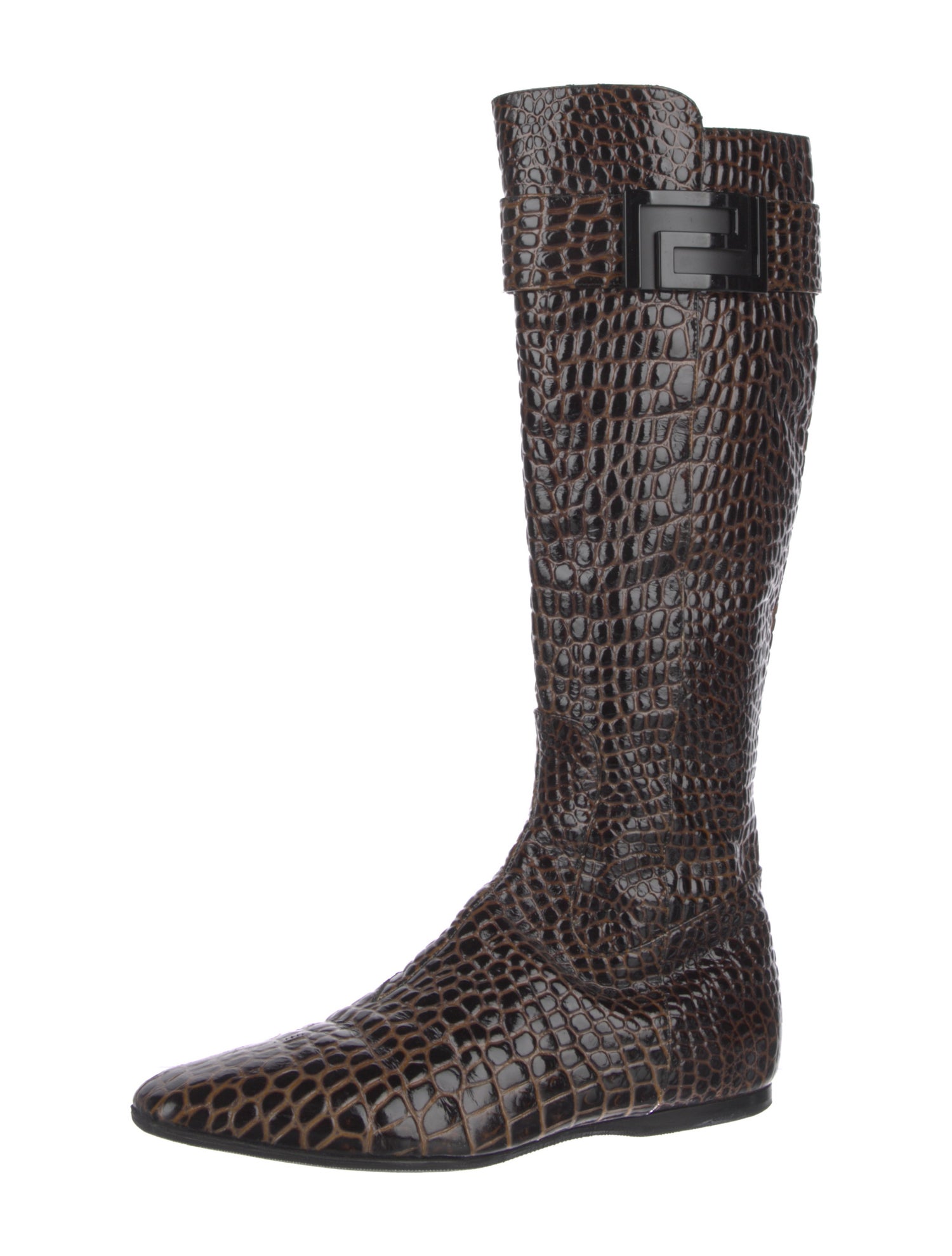 Versace Leather Animal Print Boots