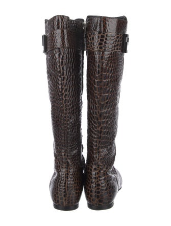 Versace Leather Animal Print Boots