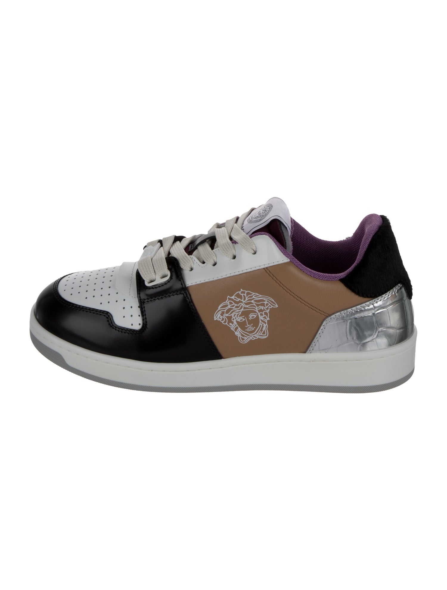 Versace Leather Colorblock Pattern Sneakers