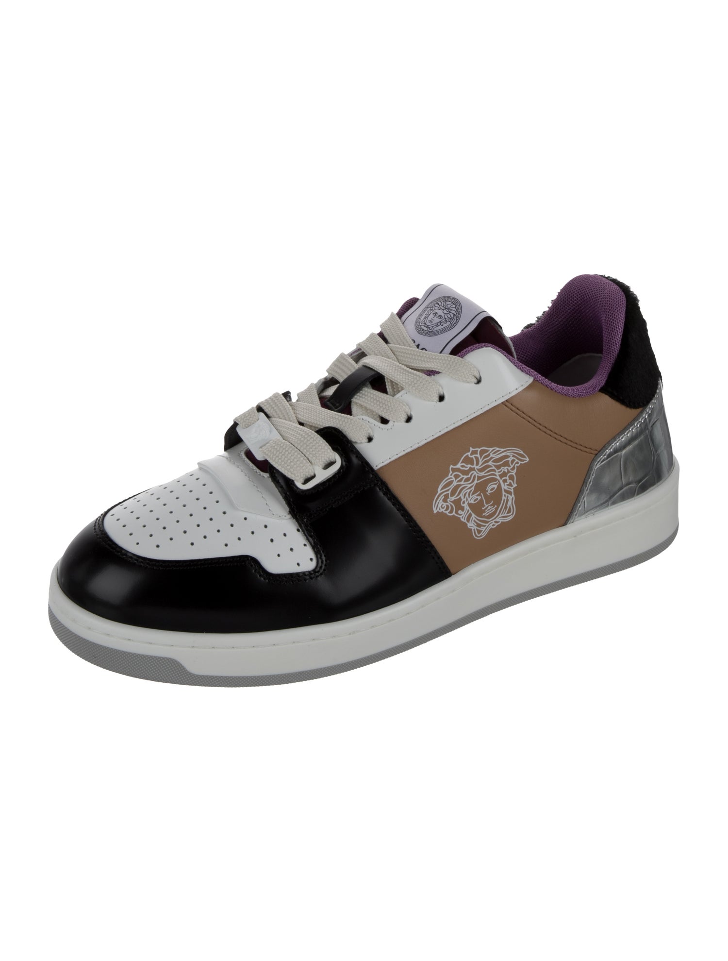 Versace Leather Colorblock Pattern Sneakers