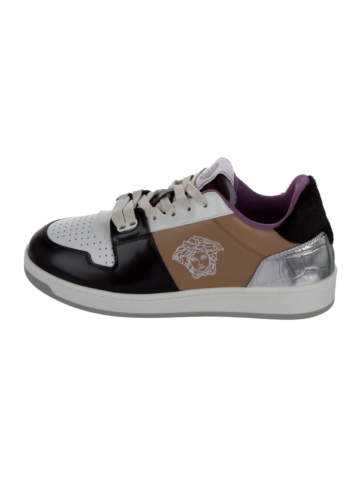 Versace Leather Colorblock Pattern Sneakers