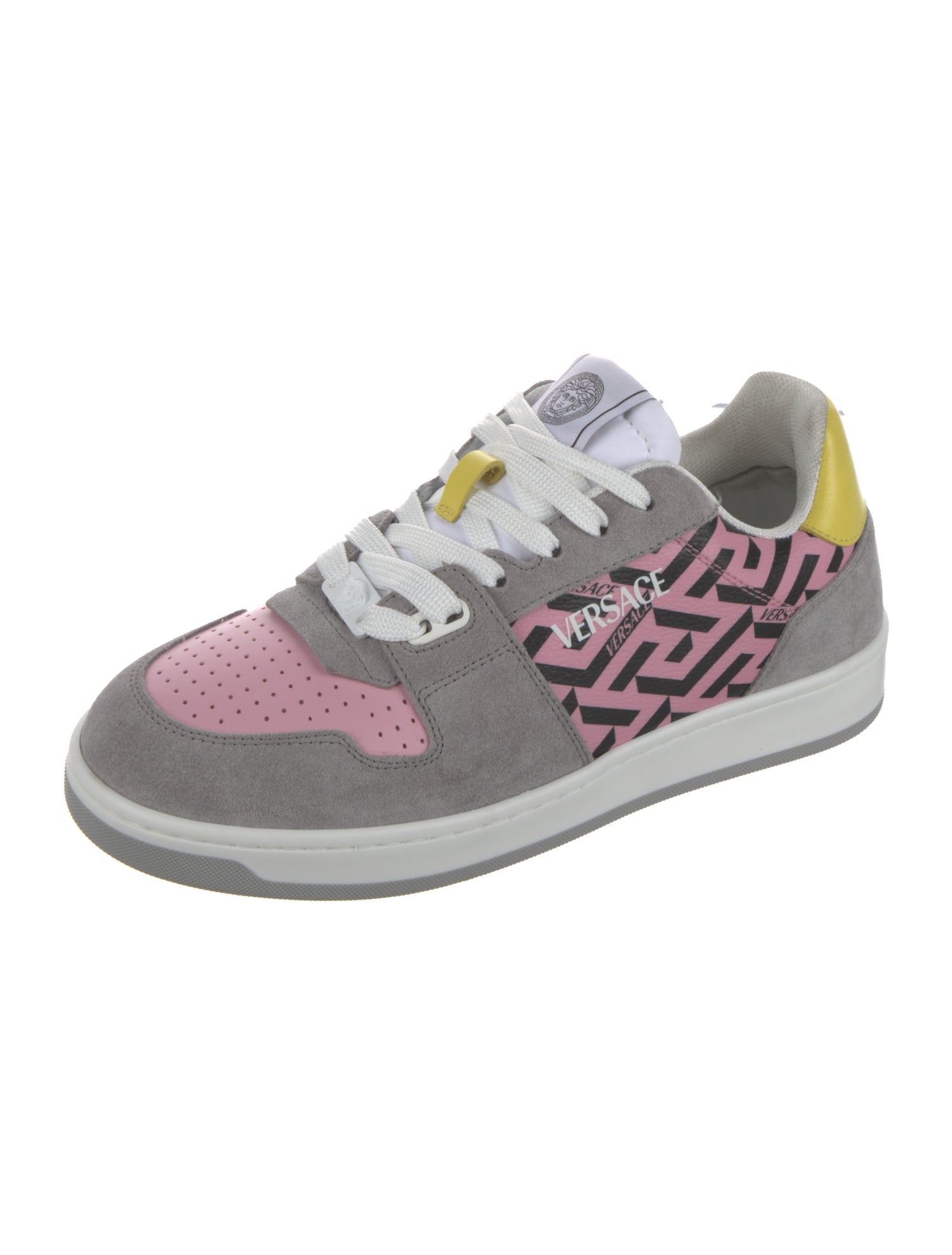 Versace Printed Leather Trim Embellishment Sneakers