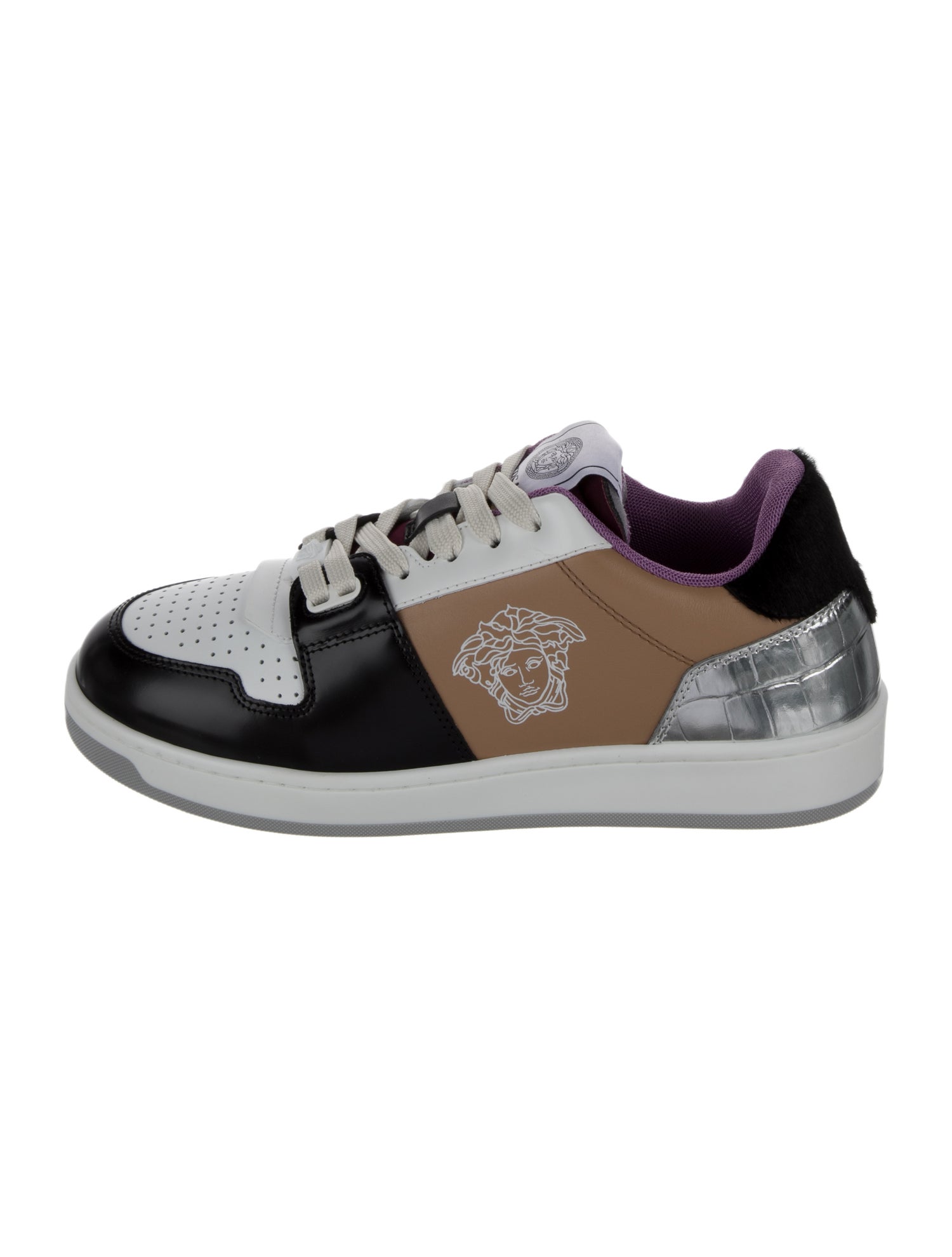 Versace Leather Colorblock Pattern Sneakers