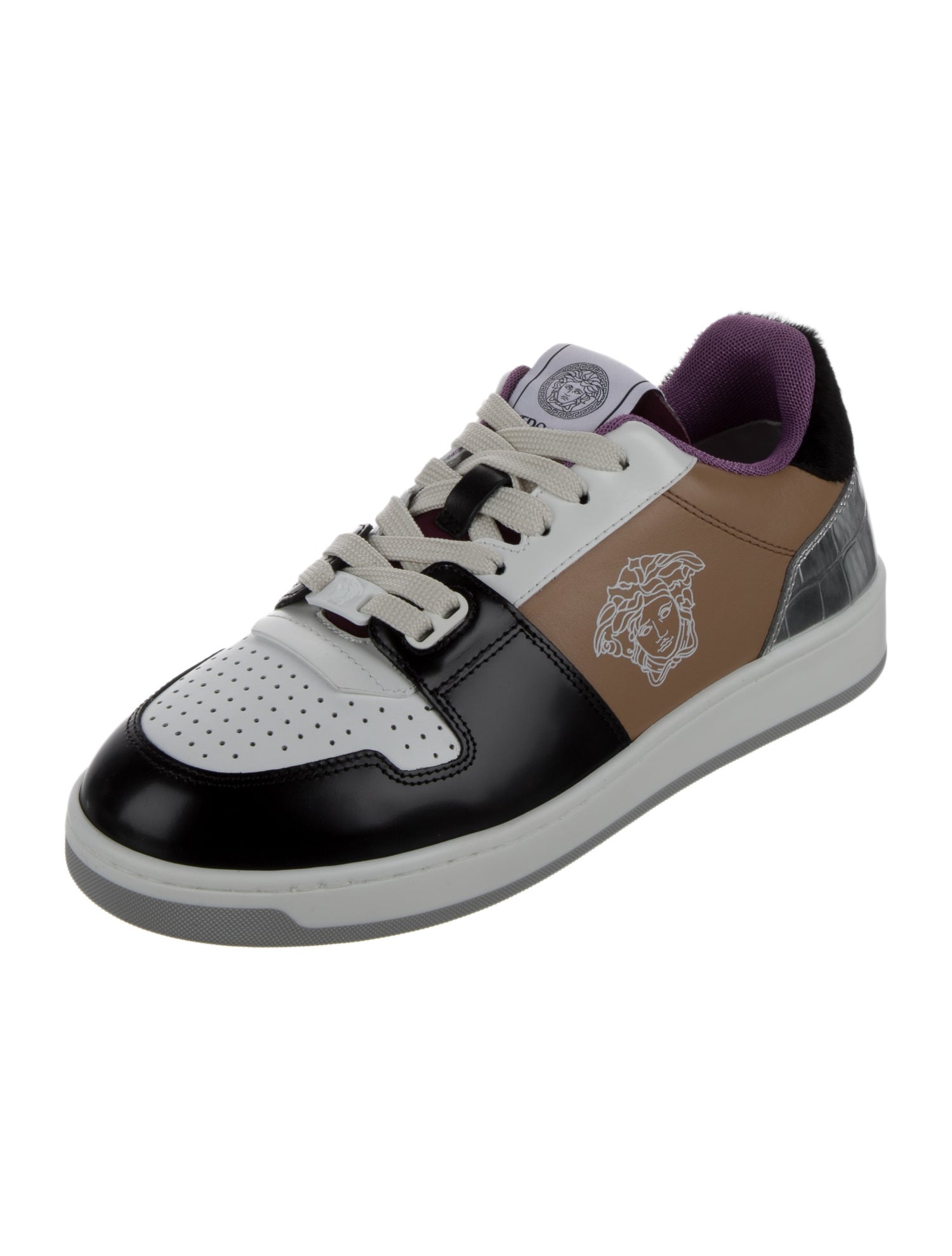 Versace Leather Colorblock Pattern Sneakers