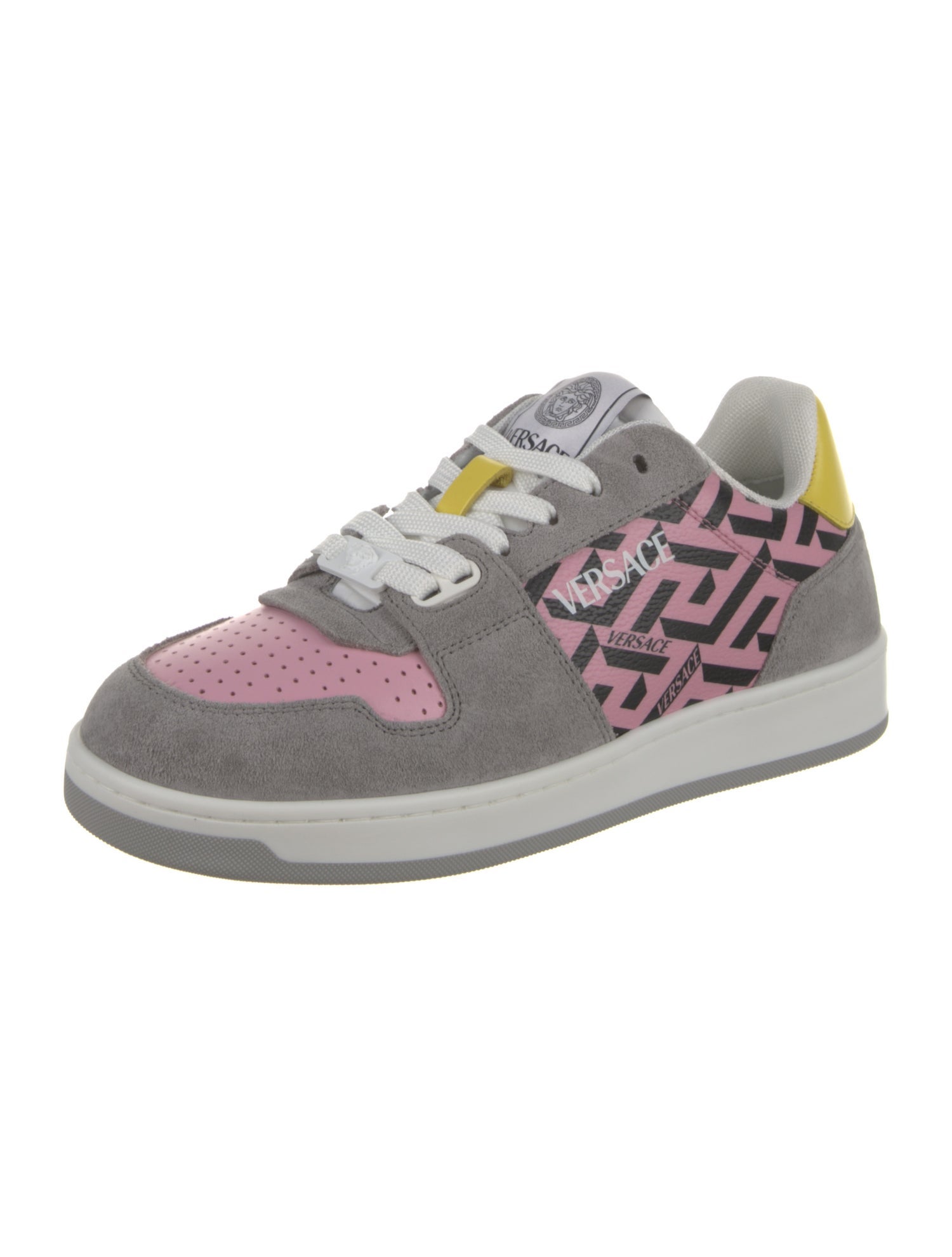 Versace Leather Colorblock Pattern Sneakers