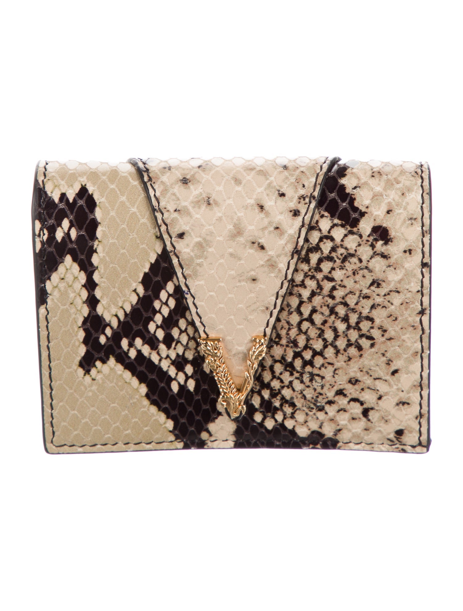 Versace Snakeskin Animal Print Compact Wallet