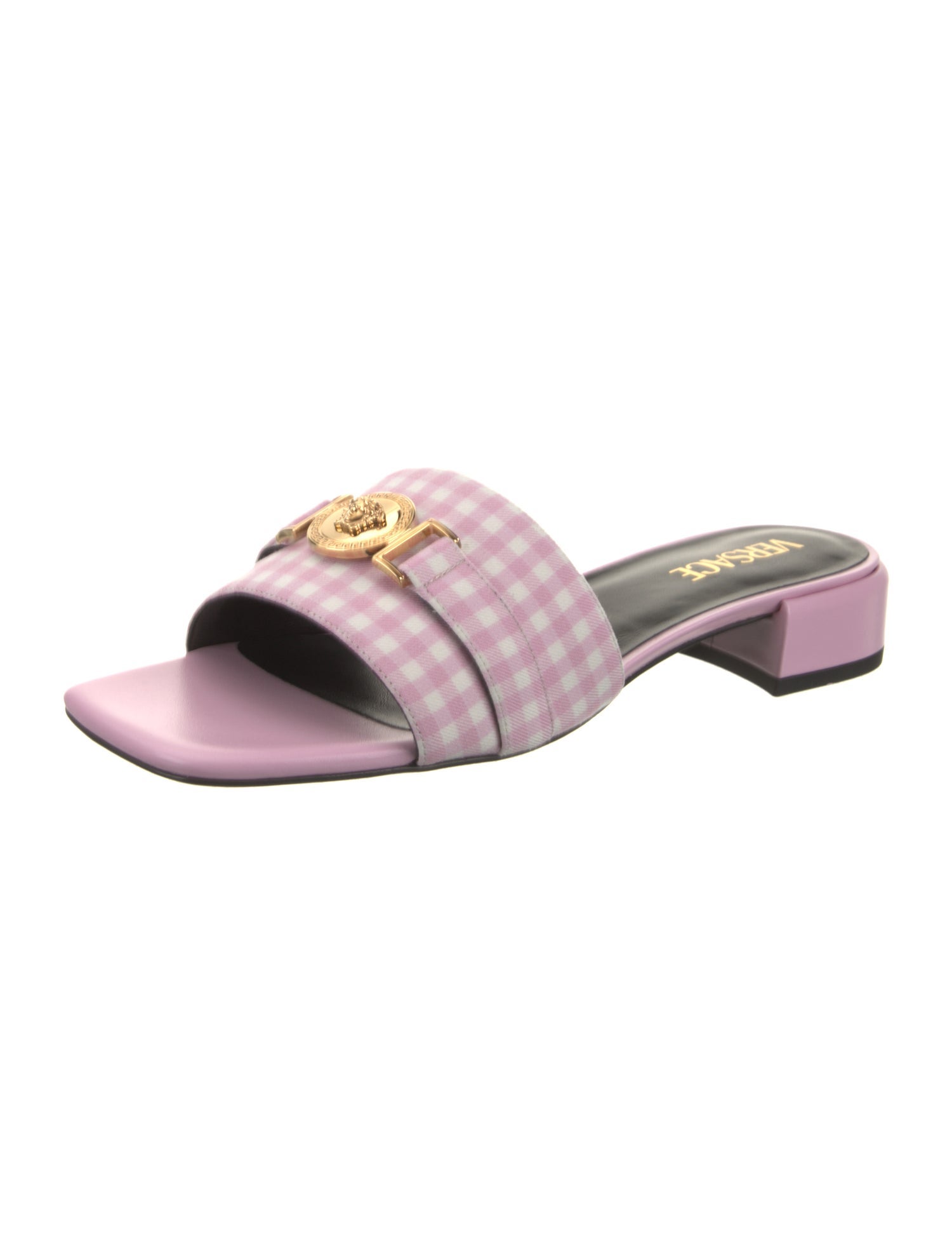 Versace Leather Trim Embellishment Slides