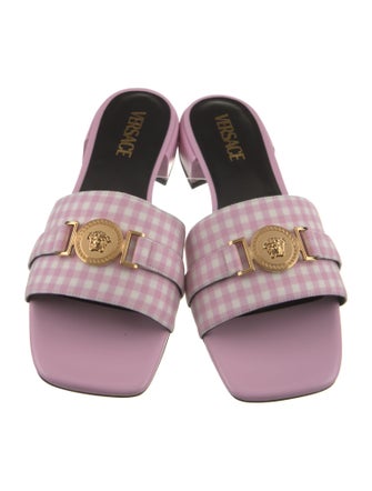 Versace Leather Trim Embellishment Slides