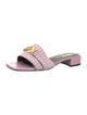 Versace Canvas Leather Trim Embellishment Slides