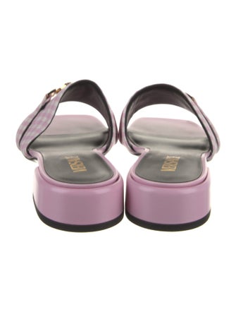 Versace Canvas Leather Trim Embellishment Slides