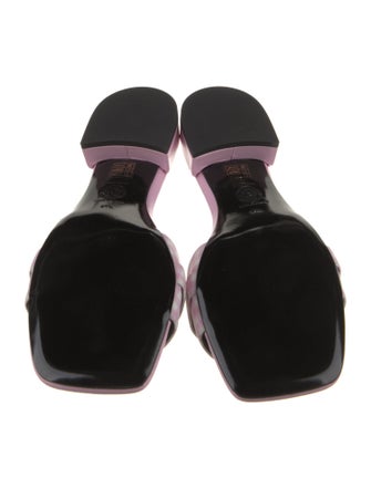 Versace Canvas Leather Trim Embellishment Slides