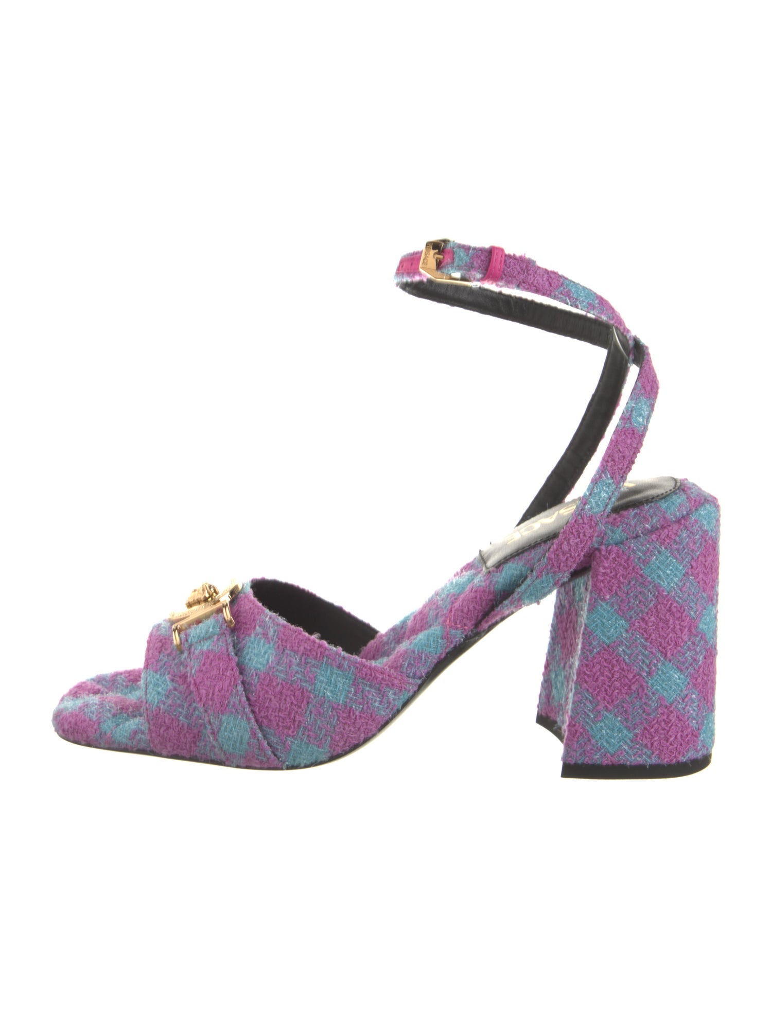 Versace Printed Leather Trim Embellishment Sandals