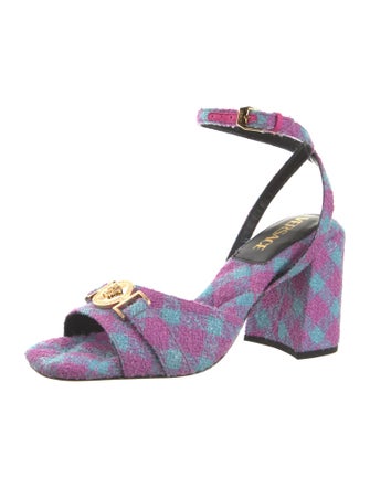 Versace Printed Leather Trim Embellishment Sandals