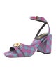 Versace Printed Leather Trim Embellishment Sandals