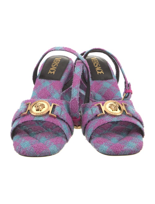 Versace Printed Leather Trim Embellishment Sandals