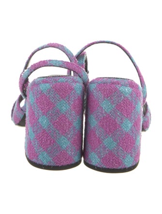 Versace Printed Leather Trim Embellishment Sandals