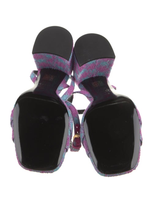 Versace Printed Leather Trim Embellishment Sandals