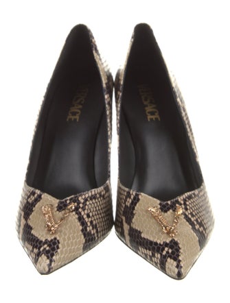 Versace Embossed Leather Animal Print Pumps