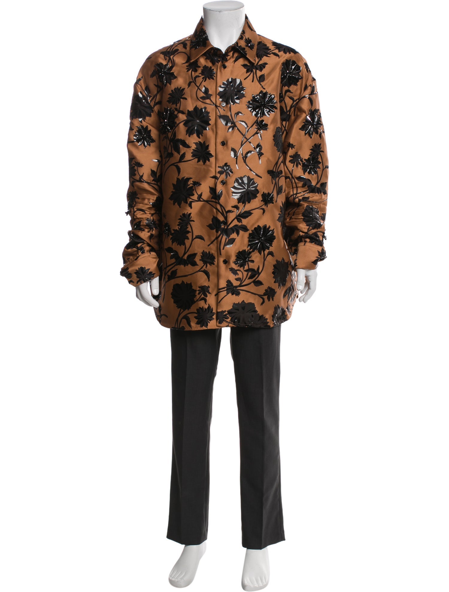 Versace Floral Print Long Sleeve Shirt