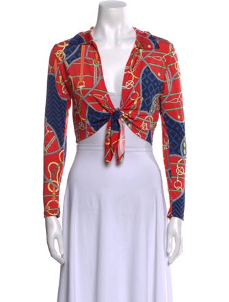 Versace Printed V-Neck Crop Top