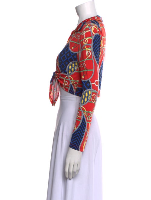 Versace Printed V-Neck Crop Top